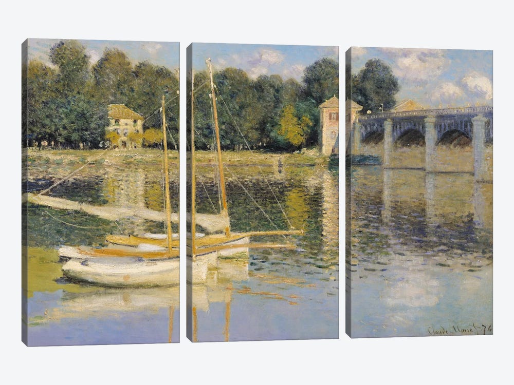 The Bridge at Argenteuil, 1874  by Claude Monet 3-piece Art Print