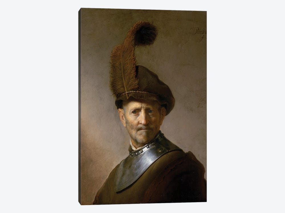 An Old Man in Military Costume , c.1630  by Rembrandt van Rijn 1-piece Canvas Wall Art