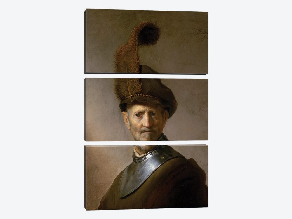 An Old Man in Military Costume , c.1630  by Rembrandt van Rijn 3-piece Canvas Art