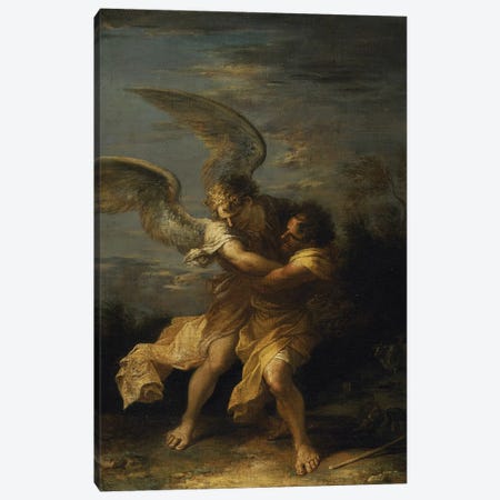 Jacob wrestling with the angel  Canvas Print #BMN9797} by Salvator Rosa Canvas Artwork