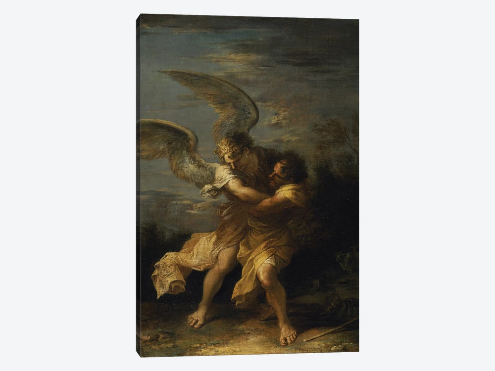 Jacob wrestling with the angel  by Salvator Rosa 1-piece Canvas Print