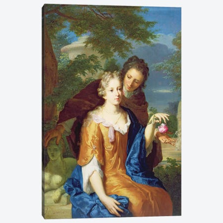 The Young Lovers Canvas Print #BMN979} by Gerard Hoet Canvas Wall Art