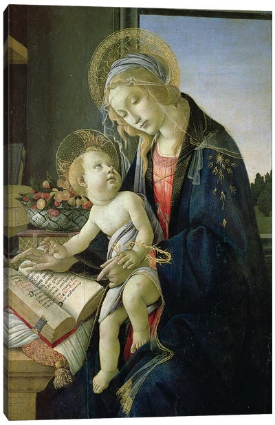 Madonna of the Book  c. 1480-81 Canvas Art Print - Religious Figure Art