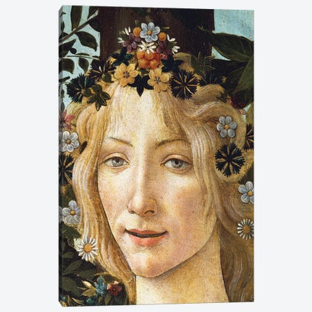 The face of Flora, detail of the allegory of spring, c. 1477-1490 Canvas Print #BMN9807} by Sandro Botticelli Canvas Artwork