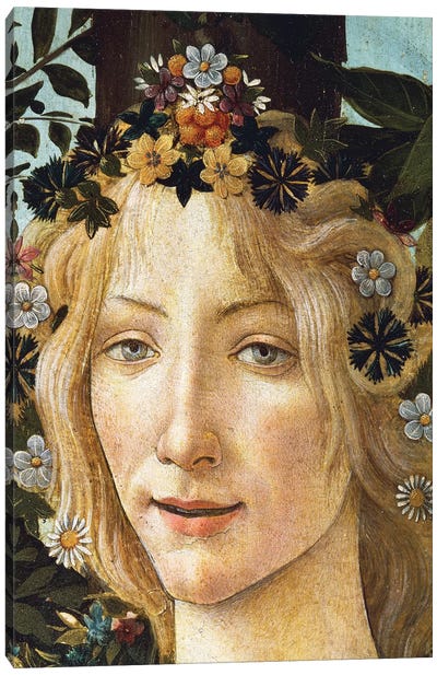 The face of Flora, detail of the allegory of spring, c. 1477-1490 Canvas Art Print - Sandro Botticelli