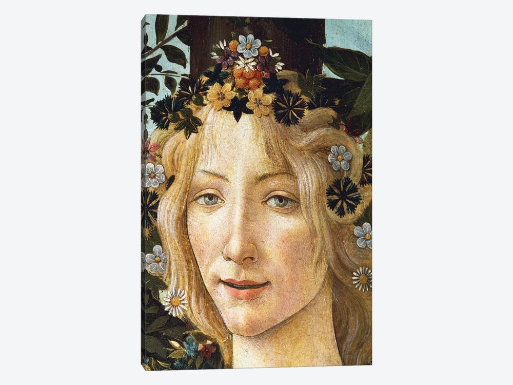 The face of Flora, detail of the allegory of spring, c. 1477-1490 by Sandro Botticelli 1-piece Canvas Artwork