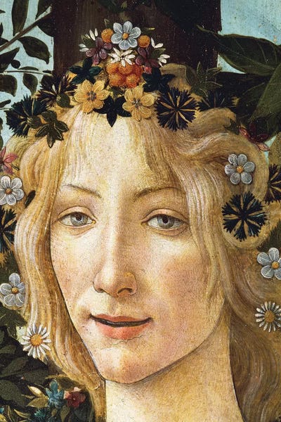 Sandro Botticelli: The face of Flora, detail of the allegory of spring, c. 1477-1490 by Sandro Botticelli