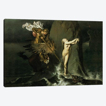 Ruggiero Rescuing Angelica, 1819  Canvas Print #BMN980} by Jean-Auguste-Dominique Ingres Canvas Art Print