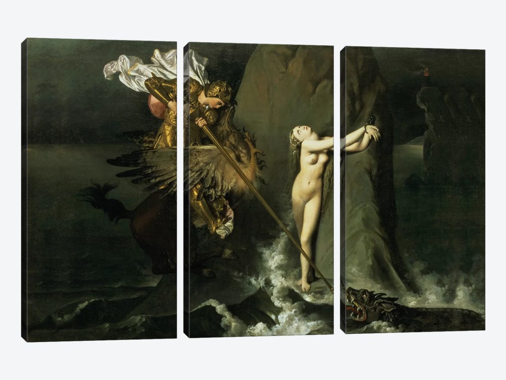 Ruggiero Rescuing Angelica, 1819  3-piece Art Print