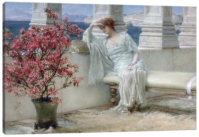 Her eyes are with her thoughts and they are far away', 1897  Canvas Art Print - Sir Lawrence Alma-Tadema