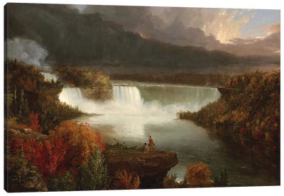 Distant View of Niagara Falls, 1830  Canvas Art Print - Waterfall Art