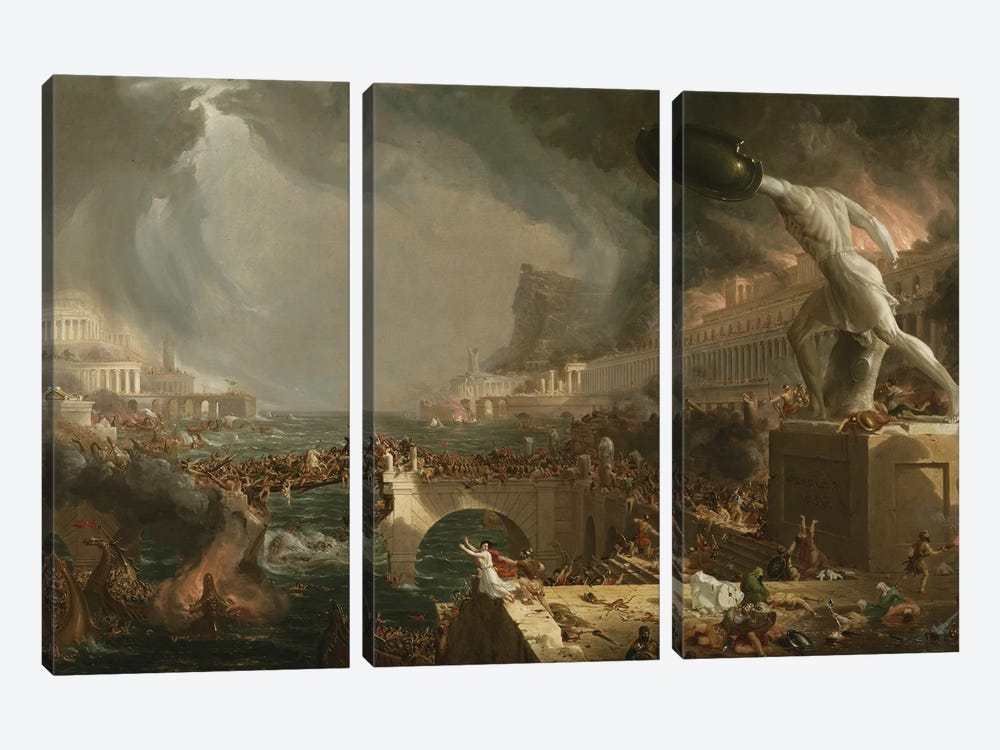 The Course of Empire: Destruction, 1836  by Thomas Cole 3-piece Canvas Artwork