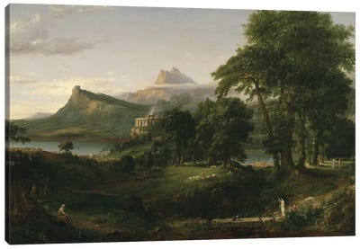 The Course of Empire: The Arcadian or Pastoral State, c.1836  Canvas Art Print - Hudson River School Art