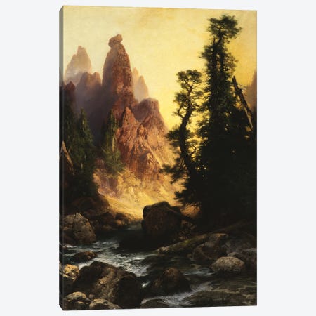 Below the Towers of Tower Falls, Yellowstone Park, 1909  Canvas Print #BMN9838} by Thomas Moran Canvas Wall Art
