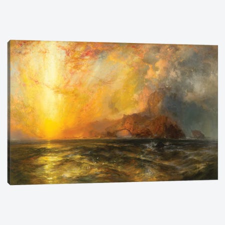 Fiercely the red sun descending/Burned his way along the heavens, 1875-1876  Canvas Print #BMN9841} by Thomas Moran Canvas Print