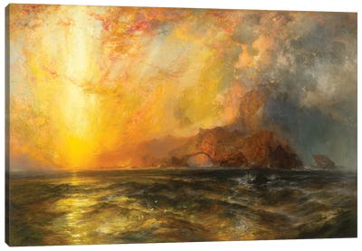 Fiercely the red sun descending/Burned his way along the heavens, 1875-1876  Canvas Art Print - Thomas Moran