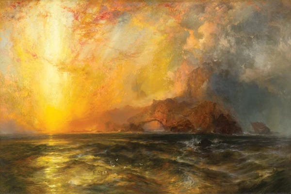 Hudson River School: Fiercely the red sun descending/Burned his way along the heavens, 1875-1876  by Thomas Moran
