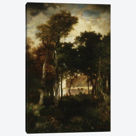 Woods by a River, 1886  Canvas Print #BMN9845} by Thomas Moran Canvas Wall Art