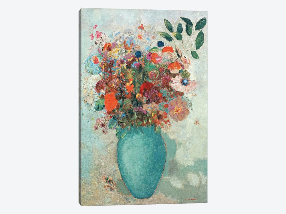 Flowers in a Turquoise Vase, c.1912  by Odilon Redon 1-piece Canvas Print