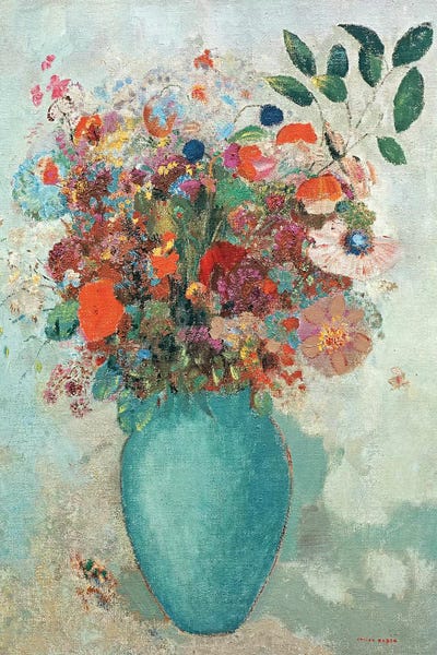 Odilon Redon: Flowers in a Turquoise Vase, c.1912  by Odilon Redon