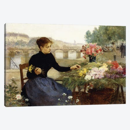A Parisian Flower Market,  Canvas Print #BMN9857} by Victor Gabriel Gilbert Canvas Print