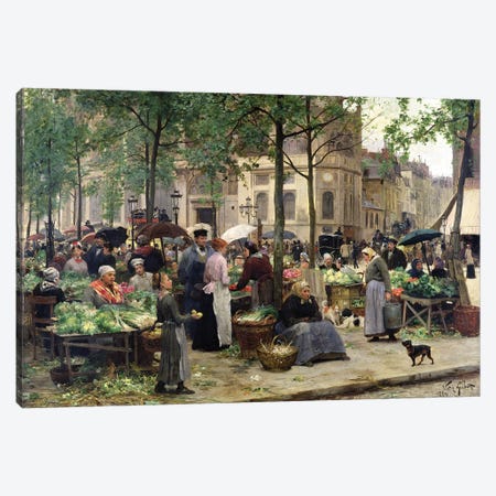 The Square in front of Les Halles, 1880  Canvas Print #BMN9858} by Victor Gabriel Gilbert Canvas Artwork