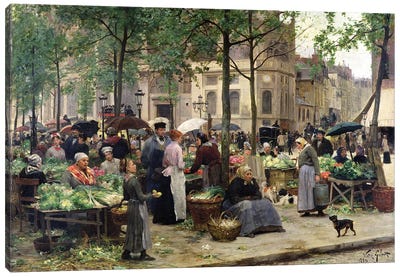 The Square in front of Les Halles, 1880  Canvas Art Print