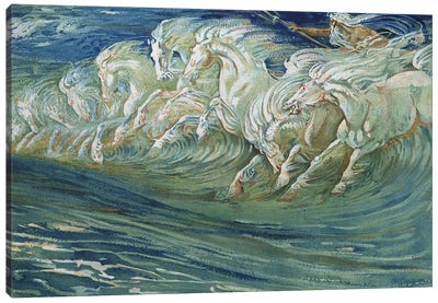 Neptune's Horses, illustration for 'The Greek Mythological Legend', published in London, 1910   Canvas Art Print - Mythical Creature Art