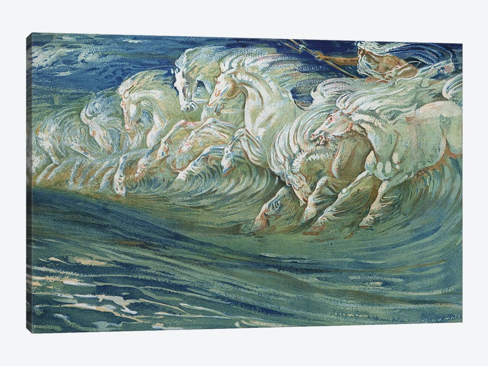 Neptune's Horses, illustration for 'The Greek Mythological Legend', published in London, 1910   by Walter Crane 1-piece Art Print