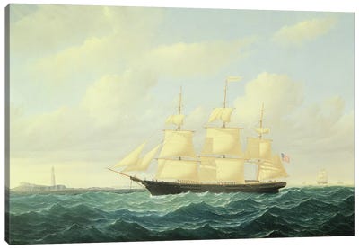 Dashing Wave' clipper ship off Boston Light, 1855  Canvas Art Print