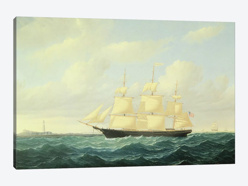 Dashing Wave' clipper ship off Boston Light, 1855  by William Bradford 1-piece Canvas Art
