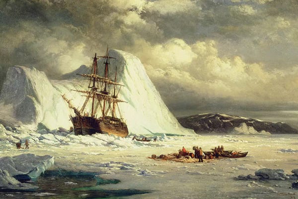 Glaciers & Icebergs: Icebound Ship, c.1880  by William Bradford