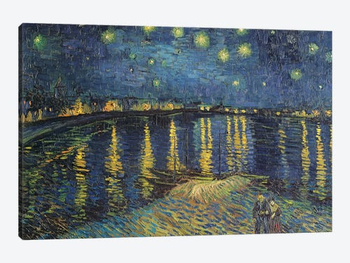 3 Panels Van Gogh Wall Art Starry Night Over the Rhone Canvas 5 Panels Painting Reproduction Oversized Fine Art Print