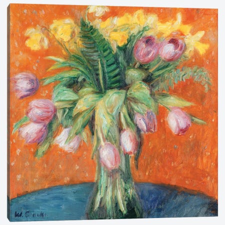 Lavender Tulips and Jonquils,  Canvas Print #BMN9870} by William James Glackens Canvas Wall Art