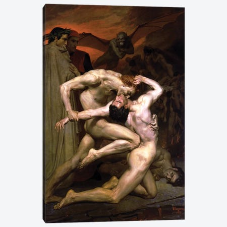 Dante and Virgil in Hell, 1850  Canvas Print #BMN9876} by William-Adolphe Bouguereau Canvas Print