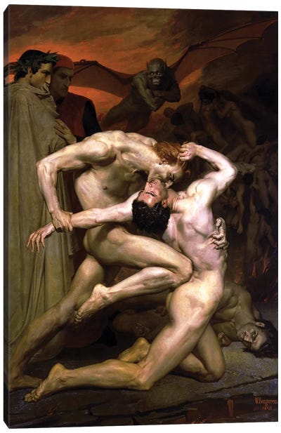 Dante and Virgil in Hell, 1850  Canvas Art Print - Nude Art