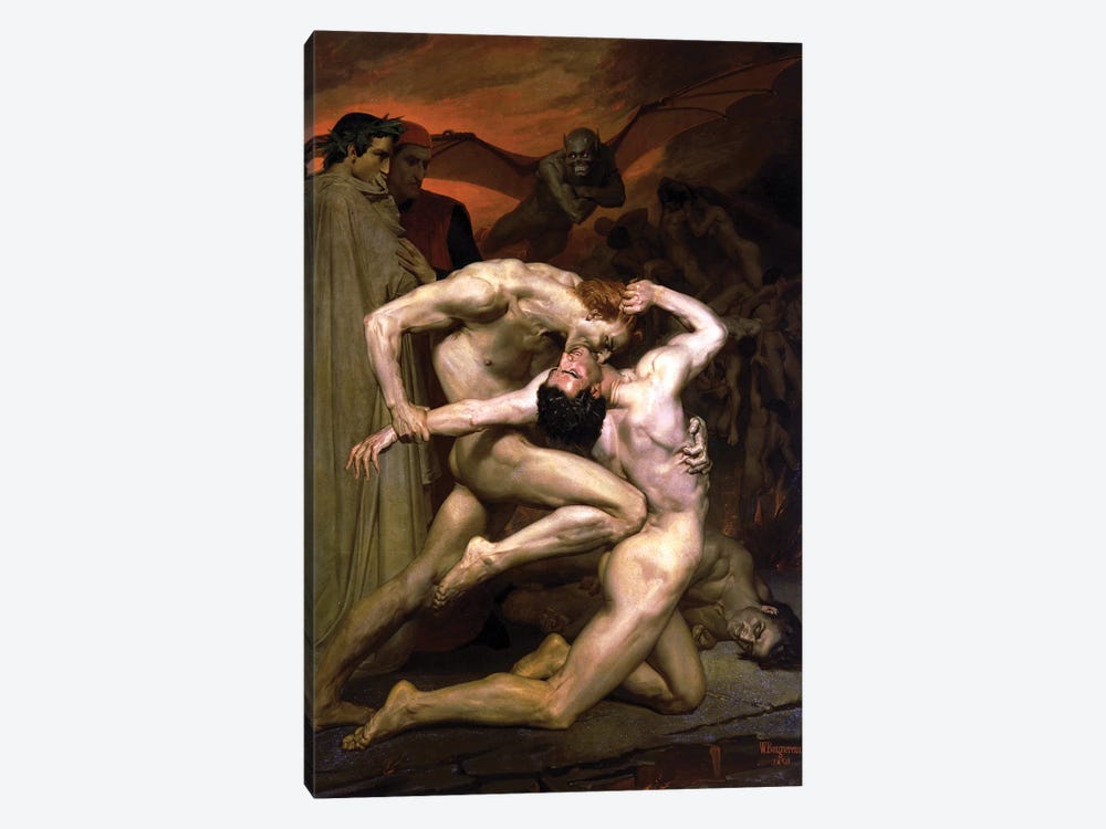 Dante and Virgil in Hell, 1850  by William-Adolphe Bouguereau 1-piece Canvas Art