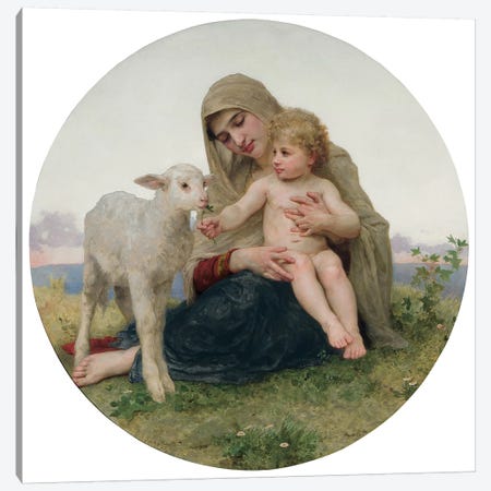 La Vierge avec l'Agneau, 1903  Canvas Print #BMN9879} by William-Adolphe Bouguereau Canvas Wall Art
