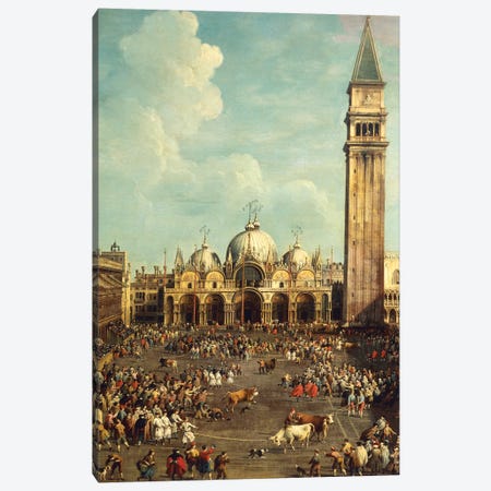 Bullfighting or Bull hunting in Piazza San Marco Canvas Print #BMN9891} by Canaletto Canvas Wall Art