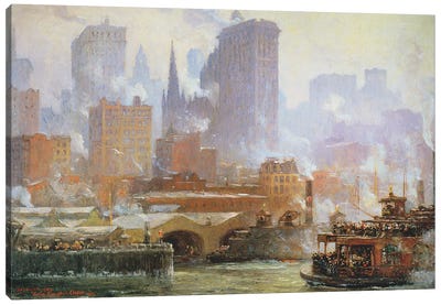Wall Street Ferry Ship  Canvas Art Print