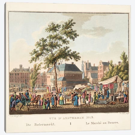 Vue d'Amsterdam No.15. De Botermarkt. Le Marché au Beurre, 1825  Canvas Print #BMN9932} by Cornelis De Kruyff Canvas Print