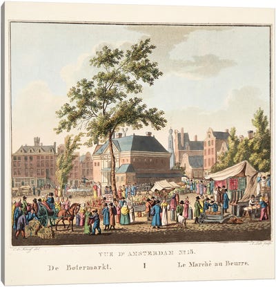 Vue d'Amsterdam No.15. De Botermarkt. Le Marché au Beurre, 1825  Canvas Art Print