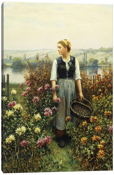 Girl with a Basket in a Garden,  Canvas Art Print