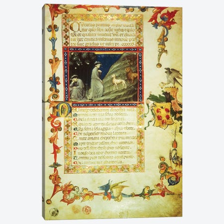 First page of first Canto of Inferno, miniature from Divine Comedy, by Dante Alighieri  Canvas Print #BMN9955} by Dante Alighieri Canvas Wall Art