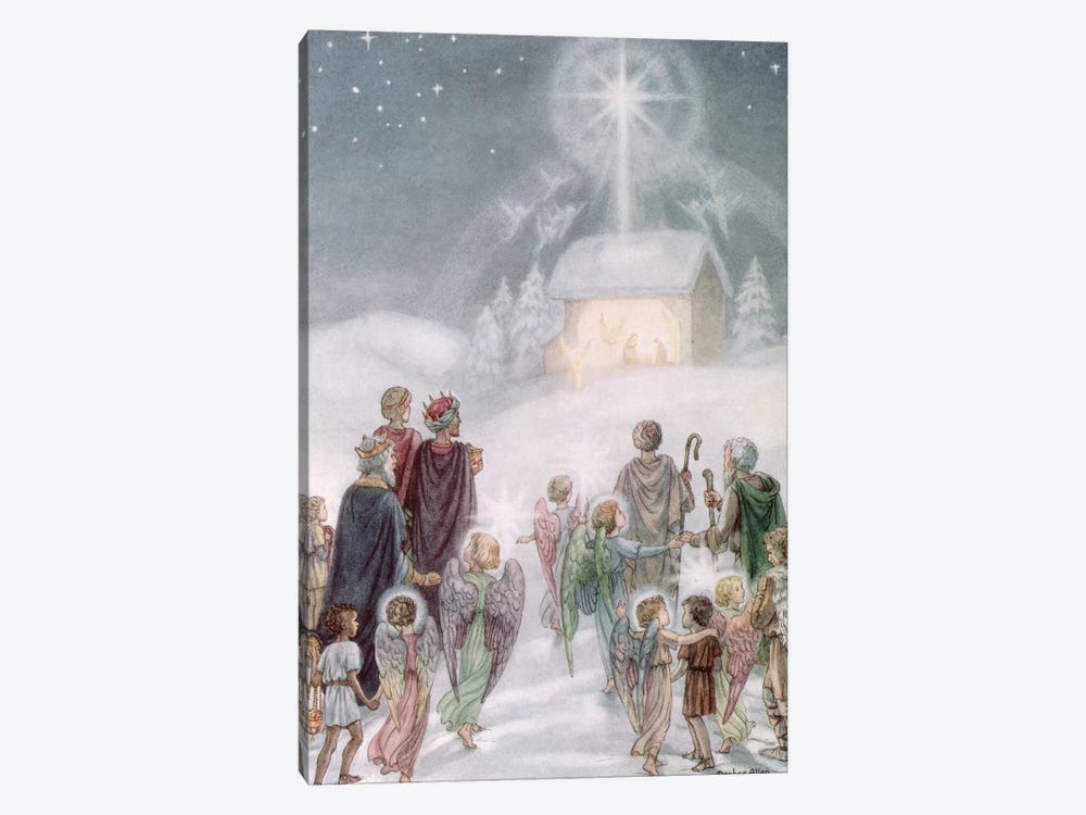 A Christmas Card from a watercolour by Daphne Allan 1-piece Canvas Art