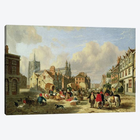 The Haymarket, Norwich, 1825  Canvas Print #BMN9968} by David Hodgson Canvas Artwork