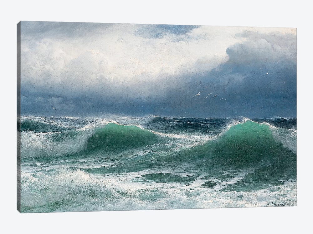 Stormy sea with translucent breakers, 1894  by David James 1-piece Canvas Print