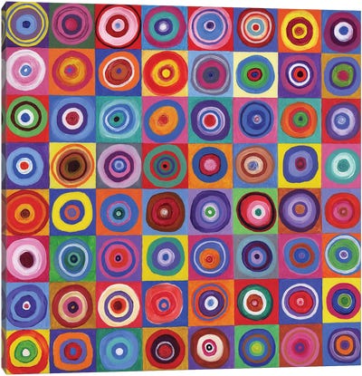 In Square Circle 64 after Kandinsky, 2012,  Canvas Art Print - Squares with Concentric Circles Collection