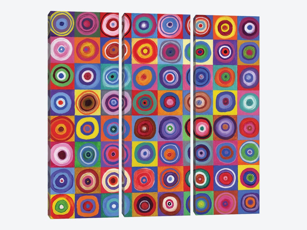 In Square Circle 64 after Kandinsky, 2012,  by David Newton 3-piece Canvas Artwork