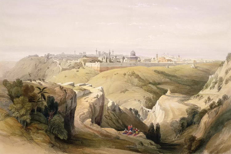 Jerusalem from the Mount of Olives, April 8th 1839, plate 6 from Volume I of 'The Holy Land'pub. 1842 